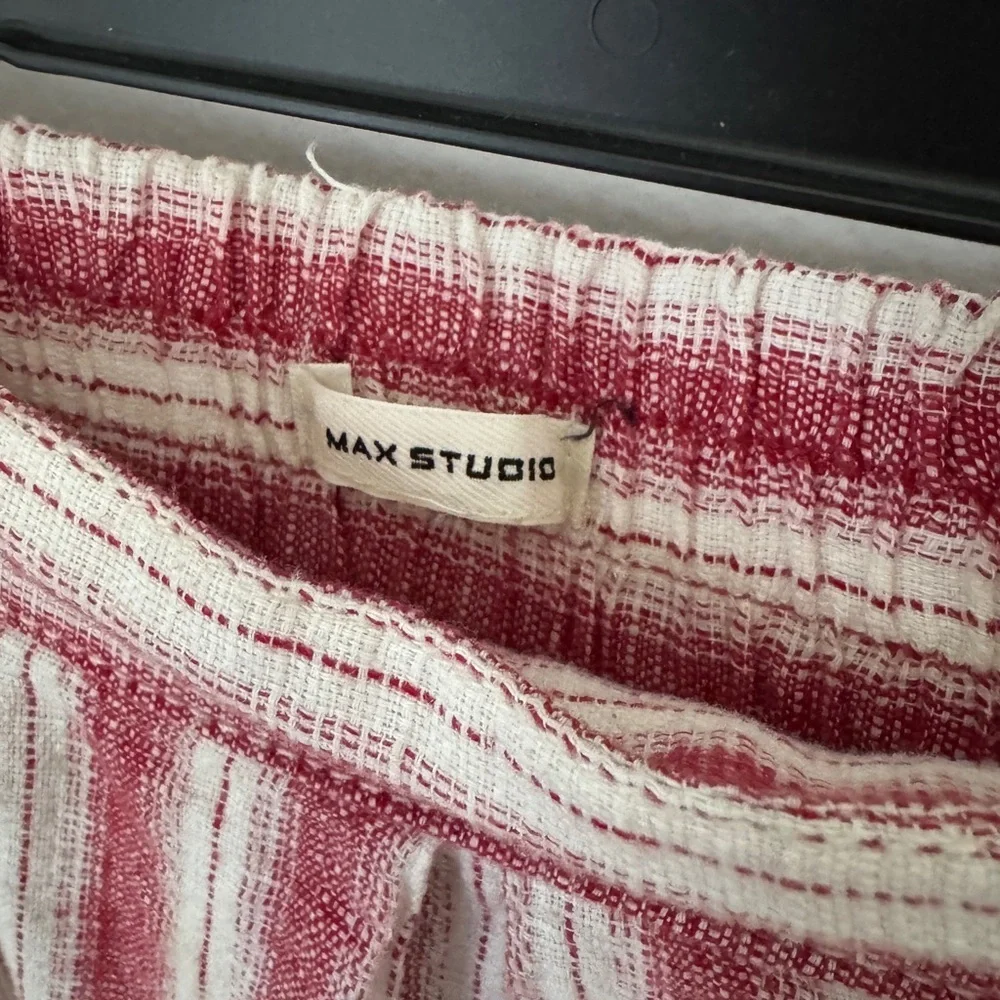 ✨ Max Studio Red White Striped High Low Skirt — Size Large ✨ - Picture 3 of 7